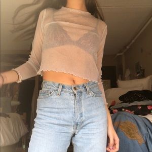 Brandy glittery mesh top